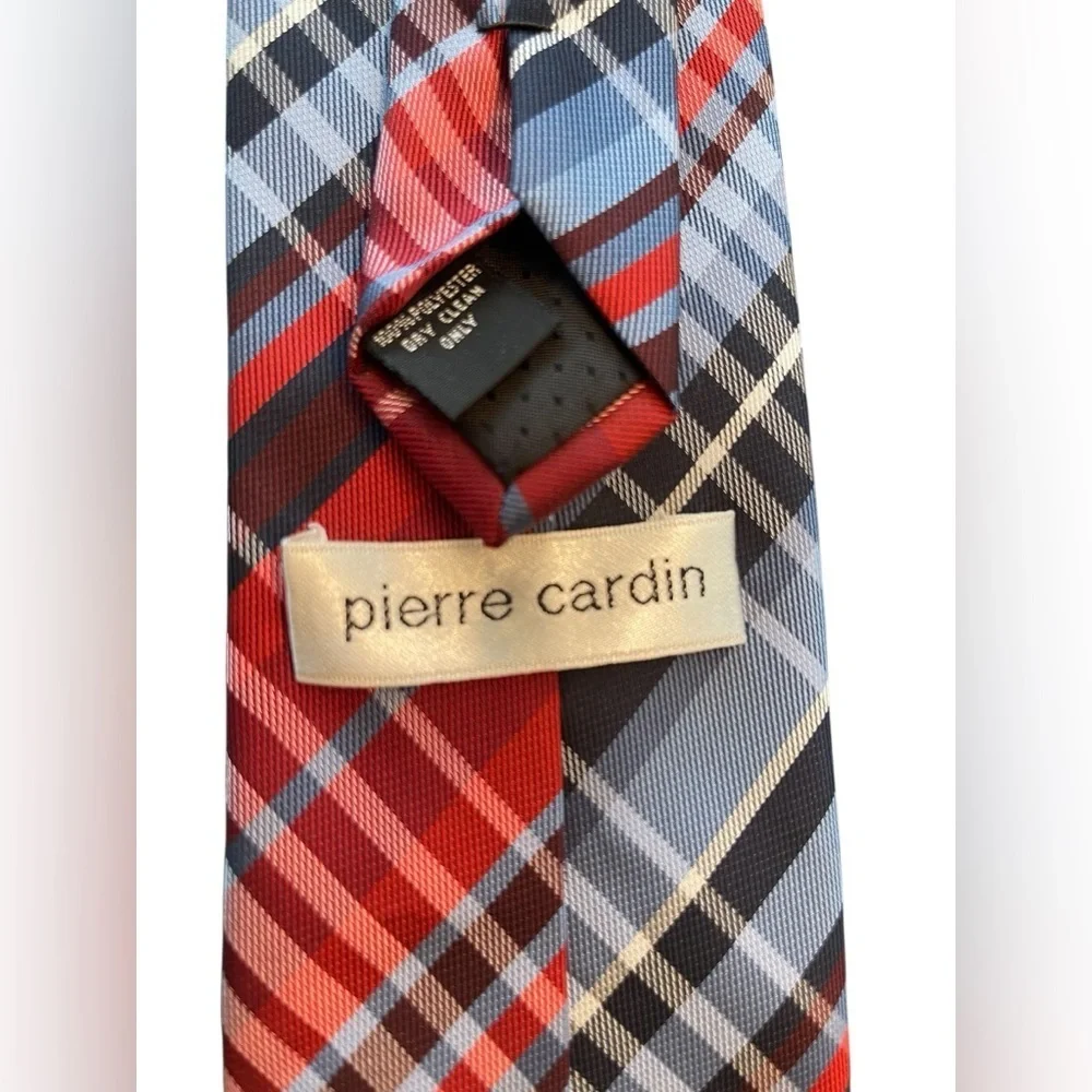 ❤️💙Pierre Cardin Red, Navy and Light Blue Checkered Tie. Classic Style!